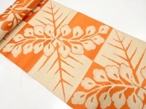 アンティーク　市松に花模様織り出し　八寸帯地反物